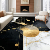 Ultra Soft Area Rug, Non Slip, Stain Resistant, Washable Area Rugs for Living Room, Bedroom, Elegant Fluid Motif in Monochrome(Black)
