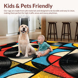 Ultra Soft Area Rug, Non Slip, Stain Resistant, Washable Area Rugs for Living Room, Bedroom, Music Lover's Colorful Kitchen Absorbent Doormat(Black)