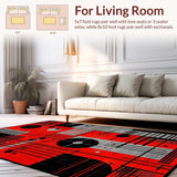Ultra Soft Area Rug, Non Slip, Stain Resistant, Washable Area Rugs for Living Room, Bedroom, Bold Contemporary Audio Visuals(Red)