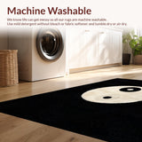 Ultra Soft Area Rug, Non Slip, Stain Resistant, Washable Area Rugs for Living Room, Bedroom, Yin Yang Velvet Bathroom Meditation Rug Non Slip(Black)