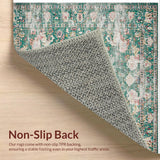 Ultra Soft Area Rug, Non Slip, Stain Resistant, Washable Area Rugs for Living Room, Bedroom, Distressed Sage Green Living Room Boho Carpet(Beige)