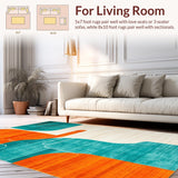 Ultra Soft Area Rug, Non Slip, Stain Resistant, Washable Area Rugs for Living Room, Bedroom, Contemporary Arch Motif(Orange)