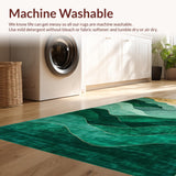 Ultra Soft Area Rug, Non Slip, Stain Resistant, Washable Area Rugs for Living Room, Bedroom, Contemporary Emerald Abstract Aesthetic(Green)