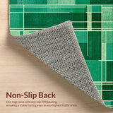 Ultra Soft Area Rug, Non Slip, Stain Resistant, Washable Area Rugs for Living Room, Bedroom, Rustic Geometric Wave Design(Green)