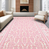 Ultra Soft Area Rug, Non Slip, Stain Resistant, Washable Area Rugs for Living Room, Bedroom, Scalloped Wavy Bow Decor Rug Preppy-Inspired Ribbon Pattern Accent(Pink)
