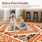 Ultra Soft Area Rug, Non Slip, Stain Resistant, Washable Area Rugs for Living Room, Bedroom, Chic Modern Textured Stripes(Orange)