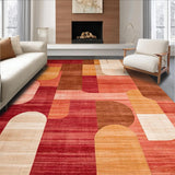 Ultra Soft Area Rug, Non Slip, Stain Resistant, Washable Area Rugs for Living Room, Bedroom, Vibrant Earthy Textured Layers(Red)