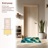Ultra Soft Area Rug, Non Slip, Stain Resistant, Washable Area Rugs for Living Room, Bedroom, Sleek Luxe Ogee Inspired Design(Green)