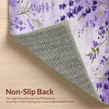 Ultra Soft Area Rug, Non Slip, Stain Resistant, Washable Area Rugs for Living Room, Bedroom, Whimsical Lavender Nature Motif(Purple)