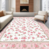 Ultra Soft Area Rug, Non Slip, Stain Resistant, Washable Area Rugs for Living Room, Bedroom, Elegant Soft Petal Motifs(Pink)
