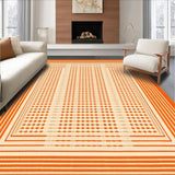 Ultra Soft Area Rug, Non Slip, Stain Resistant, Washable Area Rugs for Living Room, Bedroom, Artistic Mid Century Geometric Flair(Orange)