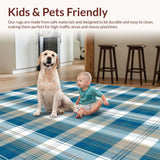 Ultra Soft Area Rug, Non Slip, Stain Resistant, Washable Area Rugs for Living Room, Bedroom, Soft Blue Plaid Visual Harmony(Blue)