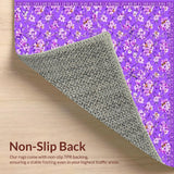 Ultra Soft Area Rug, Non Slip, Stain Resistant, Washable Area Rugs for Living Room, Bedroom, Whimsical Flower Motif Delight(Purple)