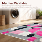 Ultra Soft Area Rug, Non Slip, Stain Resistant, Washable Area Rugs for Living Room, Bedroom, Sleek Abstract Geometric Motif(Gray)