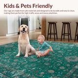 Ultra Soft Area Rug, Non Slip, Stain Resistant, Washable Area Rugs for Living Room, Bedroom, Distressed Elegant Heritage Style(Blue)
