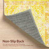 Ultra Soft Area Rug, Non Slip, Stain Resistant, Washable Area Rugs for Living Room, Bedroom, Warm Earthy Distressed Pattern(Yellow)
