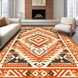 Ultra Soft Area Rug, Non Slip, Stain Resistant, Washable Area Rugs for Living Room, Bedroom, Chic Modern Textured Stripes(Orange)
