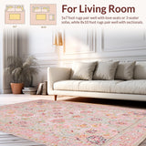 Ultra Soft Area Rug, Non Slip, Stain Resistant, Washable Area Rugs for Living Room, Bedroom, Stylish Abstract Soft Color Palette(Pink)