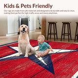 Ultra Soft Area Rug, Non Slip, Stain Resistant, Washable Area Rugs for Living Room, Bedroom, Rustic Vintage Star Emblem(Red)