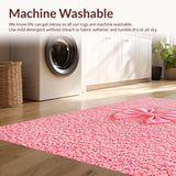 Ultra Soft Area Rug, Non Slip, Stain Resistant, Washable Area Rugs for Living Room, Bedroom, Cute Microfiber Absorbent Rug for Small Bedrooms or Bathrooms(Pink)