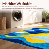 Ultra Soft Area Rug, Non Slip, Stain Resistant, Washable Area Rugs for Living Room, Bedroom, Elegant Colorful Swirl Pattern(Yellow)