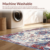 Ultra Soft Area Rug, Non Slip, Stain Resistant, Washable Area Rugs for Living Room, Bedroom, Chic Colorful Tiled Medallion Style(White)