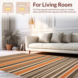 Ultra Soft Area Rug, Non Slip, Stain Resistant, Washable Area Rugs for Living Room, Bedroom, Artistic Cordaman Stripe Aesthetic(Orange)