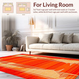 Ultra Soft Area Rug, Non Slip, Stain Resistant, Washable Area Rugs for Living Room, Bedroom, Wildlife-Inspired Abstract Geometry(Orange)