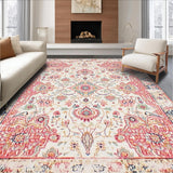Ultra Soft Area Rug, Non Slip, Stain Resistant, Washable Area Rugs for Living Room, Bedroom, Floral Boho Area Beige & Dusty Rose(Beige)