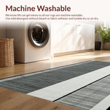 Ultra Soft Area Rug, Non Slip, Stain Resistant, Washable Area Rugs for Living Room, Bedroom, Woven Black White Stripe Rug: Contemporary Home Decor Carpet(Gray)