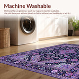 Ultra Soft Area Rug, Non Slip, Stain Resistant, Washable Area Rugs for Living Room, Bedroom, Eclectic Vintage Colorful Motif(Blue)
