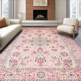 Ultra Soft Area Rug, Non Slip, Stain Resistant, Washable Area Rugs for Living Room, Bedroom, Rustic Light Pink Blossom Style(Pink)