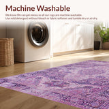 Ultra Soft Area Rug, Non Slip, Stain Resistant, Washable Area Rugs for Living Room, Bedroom, Rustic Distressed Mauve Aesthetic(Purple)