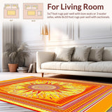 Ultra Soft Area Rug, Non Slip, Stain Resistant, Washable Area Rugs for Living Room, Bedroom, Whimsical Abstract Floral Echo(Yellow)