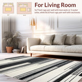 Ultra Soft Area Rug, Non Slip, Stain Resistant, Washable Area Rugs for Living Room, Bedroom, Graphic Modern Striped Rug With Alternating Thick And Thin Black White Lines(Black)