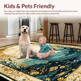 Ultra Soft Area Rug, Non Slip, Stain Resistant, Washable Area Rugs for Living Room, Bedroom, Whimsical Soft Tones Floor Mat(Gold)