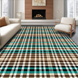 Ultra Soft Area Rug, Non Slip, Stain Resistant, Washable Area Rugs for Living Room, Bedroom, Stain-Resistant Checked Rug for Family Room Decor(Beige)