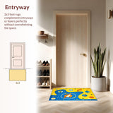 Ultra Soft Area Rug, Non Slip, Stain Resistant, Washable Area Rugs for Living Room, Bedroom, Space-Themed Lively Visual Arrangement(Yellow)