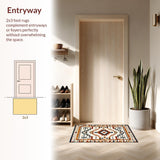 Ultra Soft Area Rug, Non Slip, Stain Resistant, Washable Area Rugs for Living Room, Bedroom, Elegant Southwest Tiled Motif(Beige)