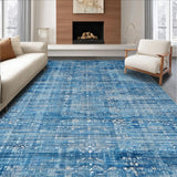 Ultra Soft Area Rug, Non Slip, Stain Resistant, Washable Area Rugs for Living Room, Bedroom, Chic Bow Accent Rug with Soft Blue Tones and Elegant Curved Lines Design(Blue)