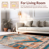 Ultra Soft Area Rug, Non Slip, Stain Resistant, Washable Area Rugs for Living Room, Bedroom, Artful Modern Symmetrical Textures(Orange)