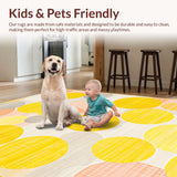 Ultra Soft Area Rug, Non Slip, Stain Resistant, Washable Area Rugs for Living Room, Bedroom, Sunny Playful Geometric Fusion(Yellow)