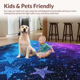 Ultra Soft Area Rug, Non Slip, Stain Resistant, Washable Area Rugs for Living Room, Bedroom, Shaggy Ombre Glitter Star Bedroom Rug(Purple)