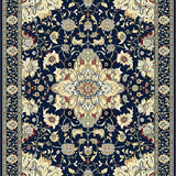 Ultra Soft Area Rug, Non Slip, Stain Resistant, Washable Area Rugs for Living Room, Bedroom, Rustic Navy Floral Elegance(Blue)