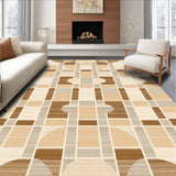 Ultra Soft Area Rug, Non Slip, Stain Resistant, Washable Area Rugs for Living Room, Bedroom, Contemporary Hand Carved Area Beige & Brown Geometric Design(Beige)