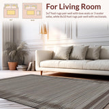 Ultra Soft Area Rug, Non Slip, Stain Resistant, Washable Area Rugs for Living Room, Bedroom, Contemporary Hunter Stripe Aesthetic(Gray)