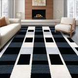 Ultra Soft Area Rug, Non Slip, Stain Resistant, Washable Area Rugs for Living Room, Bedroom, Contemporary Black and White Checkered Aesthetic(Black)