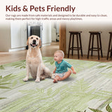 Ultra Soft Area Rug, Non Slip, Stain Resistant, Washable Area Rugs for Living Room, Bedroom, Nature-Inspired Leaf Motif(Green)