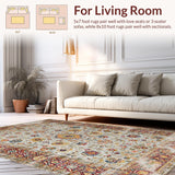 Ultra Soft Area Rug, Non Slip, Stain Resistant, Washable Area Rugs for Living Room, Bedroom, Elegant Earthy Floral Aesthetic(Gray)