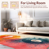 Ultra Soft Area Rug, Non Slip, Stain Resistant, Washable Area Rugs for Living Room, Bedroom, Gradient Moon Phase Boho Hallway Runner(Orange)